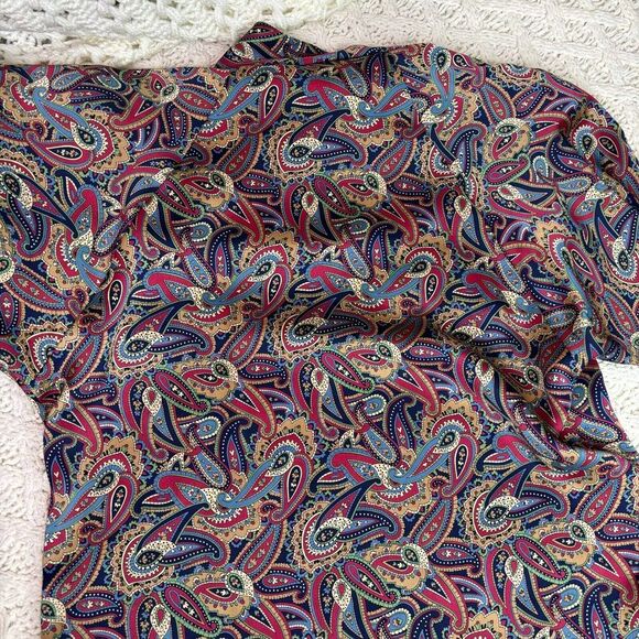 Prophecy Women's Paisley Print Long Sleeve Blouse Made in USA, VTG - Picture 10 of 11